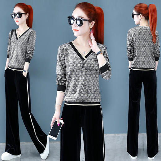 SP-3158189休闲时尚显瘦阔腿裤两件套套装 商品图2