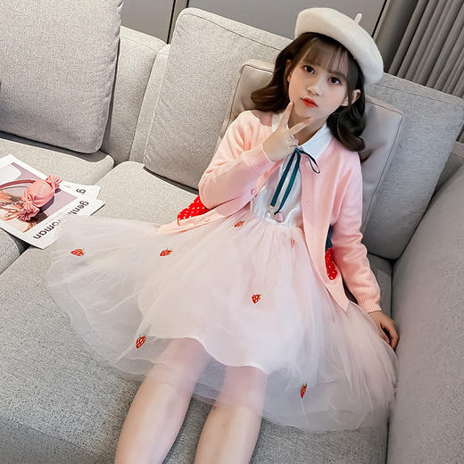 NHRX-HQL25女童毛衣连衣裙女童毛衣套装童装秋款两件套 商品图1