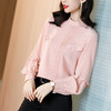 SS-12-1905气质显瘦上衣粉色甜美桑蚕丝衬衣灯笼袖真丝衬衫 商品缩略图0