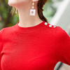 欧芮儿新年红色毛衣女春装女新款五分袖针织衫女显瘦毛衫 商品缩略图3