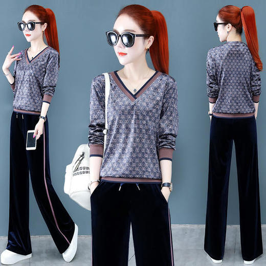 SP-3158189休闲时尚显瘦阔腿裤两件套套装 商品图1