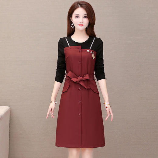 YW-JTF2830气质减龄收腰时尚长袖连衣裙 商品图0