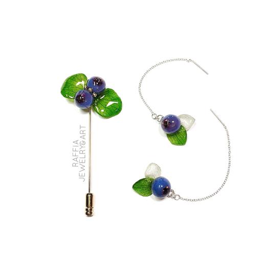 【RAFFIA遇见美好】蓝莓胸针创意首饰（定制） 商品图3