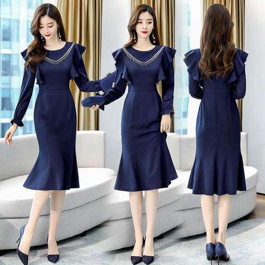 WZNH-AYD80911秋装女神范温柔风长裙 商品图1