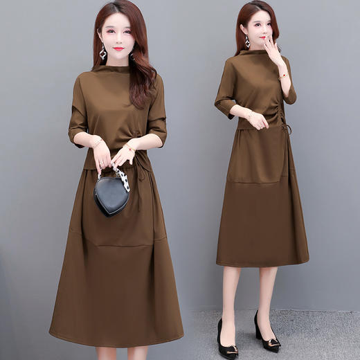 YSMR-8809-X中长款女宽松舒适遮肉显瘦气质粗绳打底连衣裙 商品图0