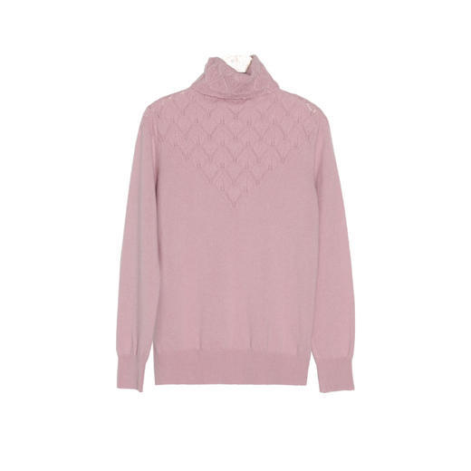 METTE羊绒世家女士高领100%山羊绒衫2020冬新品镂空针织保暖毛衣 商品图10