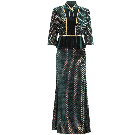 DLQ-A2643高级质感亮片丝绒礼服连衣裙宴会名媛气质表演晚装裙 商品图3