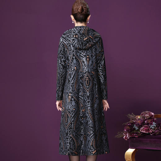 WXY-W-XN-9820海宁绵羊真皮外套中年妈妈气质法式印花大衣 商品图2