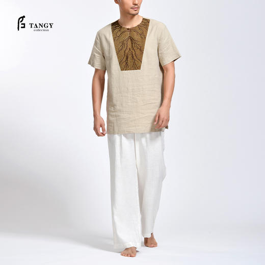 TANGY Collection / 天意精品 植物染麻棉绣花莨绸衬衫 商品图0