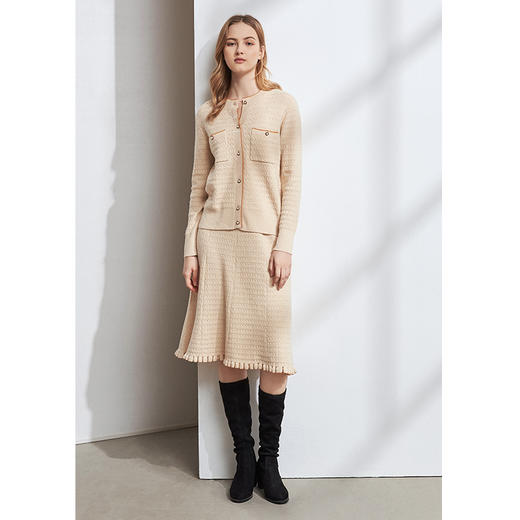 EITIE爱特爱女装秋季新款气质温柔百搭显瘦羊毛针织上衣开衫D2001501 商品图1