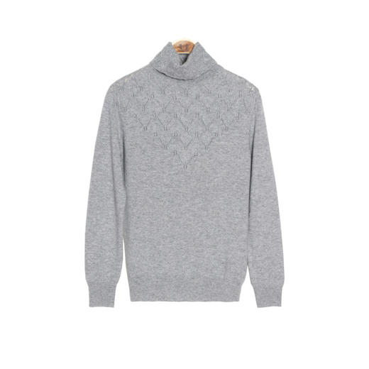 METTE羊绒世家女士高领100%山羊绒衫2020冬新品镂空针织保暖毛衣 商品图7