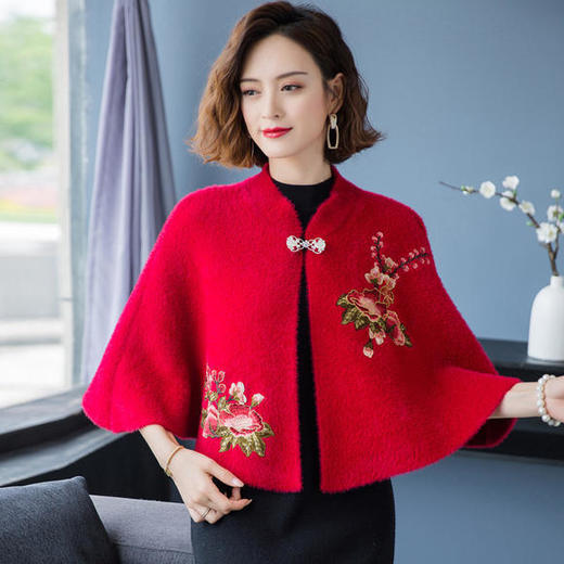 XX-8202秋冬新款百搭水貂绒斗篷外套旗袍披肩 商品图2