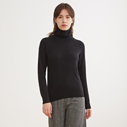 METTE羊绒世家女高领100%山羊绒衫2020秋冬新品翻领内搭保暖毛衣 商品图3