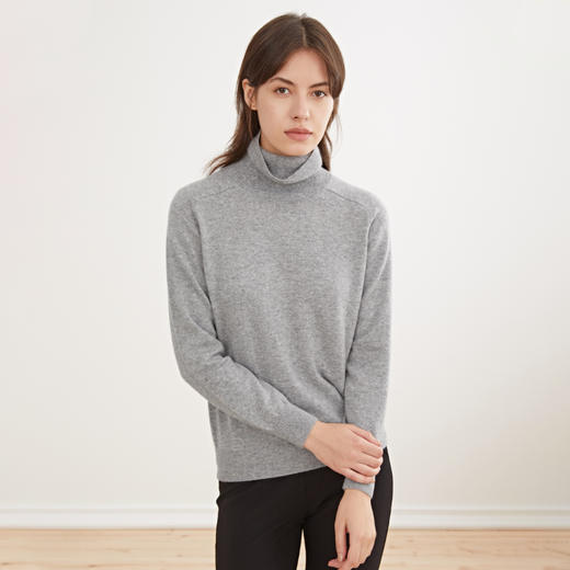 METTE羊绒世家女高领100%山羊绒衫2020秋冬新品翻领内搭保暖毛衣 商品图2