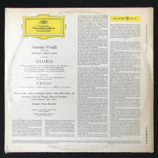 LP黑胶唱片 维瓦尔第《荣耀颂歌》《信条》 布鲁诺·巴托雷蒂指挥 商品图1
