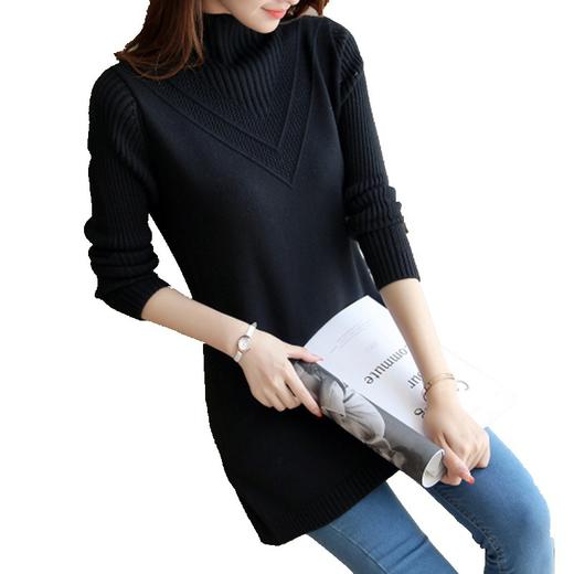 BF-秋冬新款半高领打底衫女纯色甜美韩版针织衫宽松毛衣 商品图4