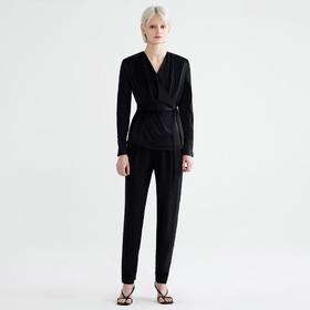 双袖多量外翻系带衬衫