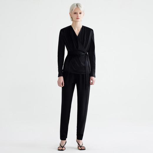 双袖多量外翻系带衬衫 商品图0