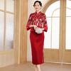 DLQ-A2623婚宴中式礼服红色丝绒款妈妈装旗袍裙套装 商品缩略图0