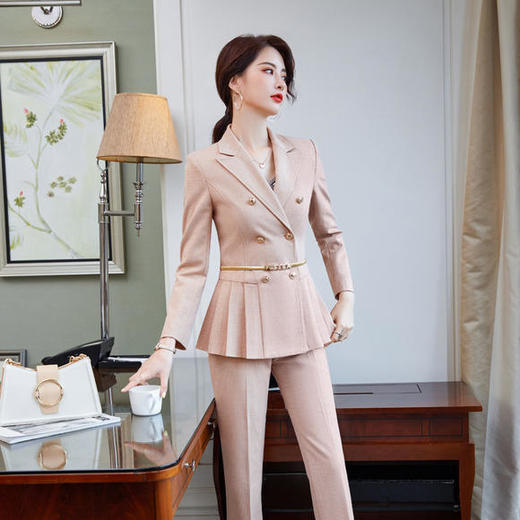 XZ-XMYKY-9966新款时尚气质荷叶边格子西装职业两件套 商品图3
