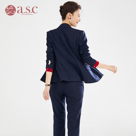 IWY/藏青色条纹长袖西装长裤酒红色衬衫套装CBP0161 商品图4