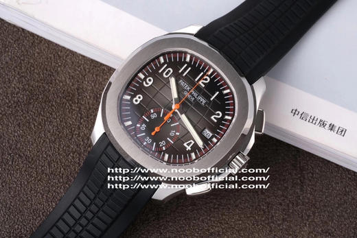 N百达翡丽新款计时手雷（计时Aquanaut）5968A彩色盘面和彩色胶带，表盘中央的计时秒针、刻度和6点位的30分钟计时盘刻度、计时指针都是橘黄色的 商品图7