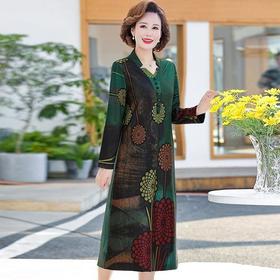 YCE-A935-2012印花大码宽松过膝宽松连衣裙