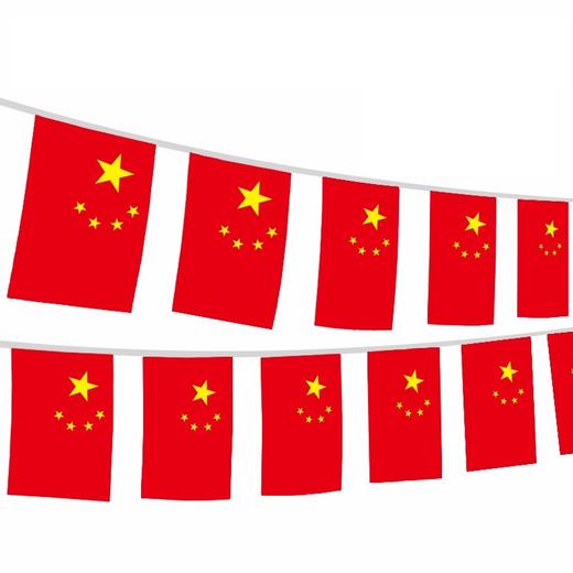 小国旗串旗吊旗 五星红旗旗子挂旗卖场装饰品国庆串旗14×21㎝5.5m左右 商品图0
