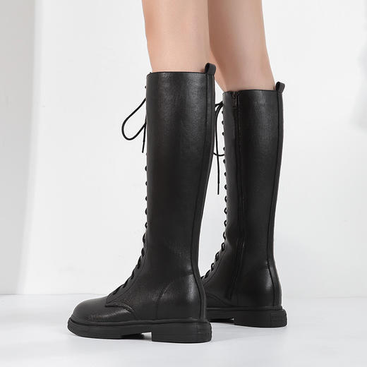 秋冬加绒长筒软底舞靴马丁靴 商品图0