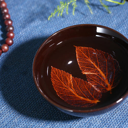 【双桑叶】吉州窑木叶盏 | 8款双叶可选,一片叶子在碗里的神奇!