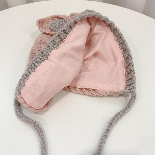 ywyl-m-双耳朵秋冬棉婴幼儿手工针织帽