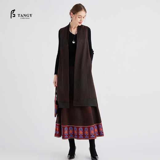 TANGY Collection / 天意精品 繁华系列 丝毛莨长马甲 商品图0