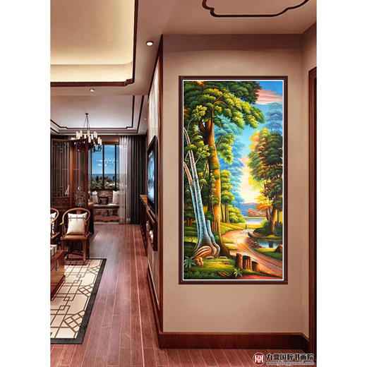 郑一坡《牧归图》80*160cm 油画竖幅作品 餐厅/茶室/卧室挂画 商品图2