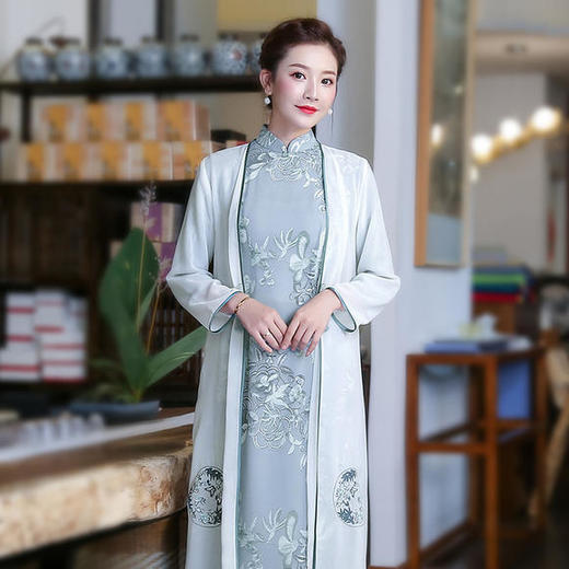 XGT-T9318秋装新款中国风中长款中式外披 商品图2