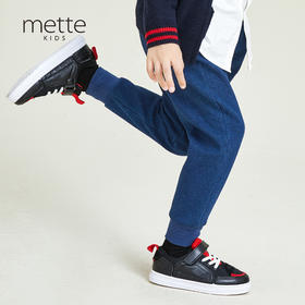 METTE童装休闲裤2020秋冬新品中大童男宝加绒保暖针织运动长裤子