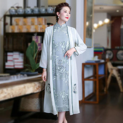 XGT-T9318秋装新款中国风中长款中式外披 商品图0