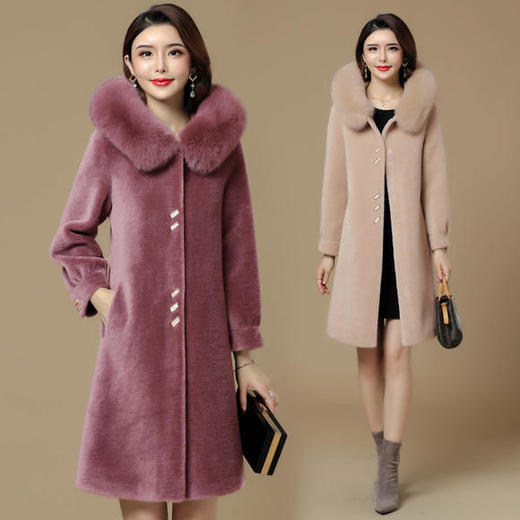 AHM-yq1163新款长袖中款时尚羊剪绒皮毛皮外套 商品图0