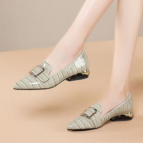 KBY-DTNA9-6秋季新品粗跟尖头深口单鞋真皮大码时尚舒适中跟女鞋