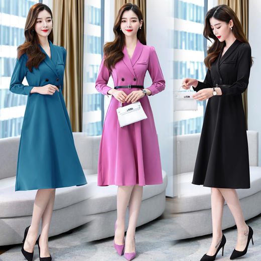 WZNH-MJYY8092秋季新款时尚纯色连衣裙 商品图0