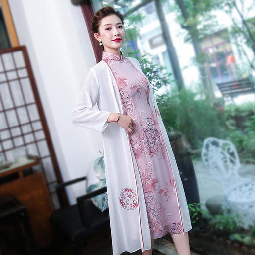 XGT-T9318秋装新款中国风中长款中式外披 商品图3