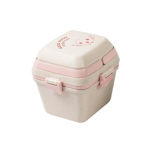 【韩式学生上班族密封带盖便当盒】小麦秸秆居家日用双层方形餐盒 商品图4