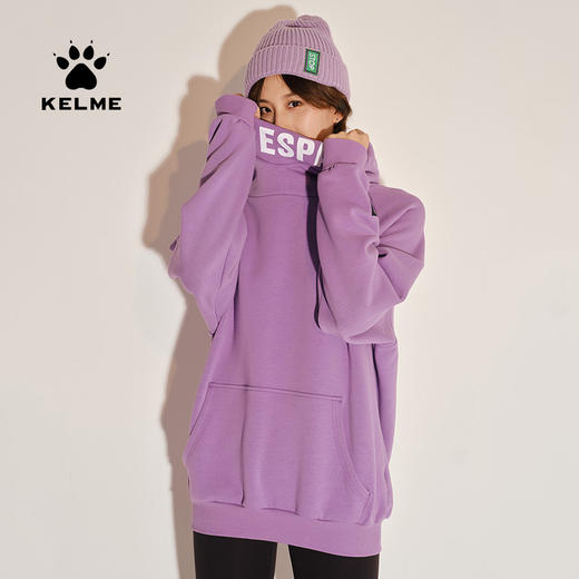 卡尔美 新款秋冬字母高领连帽韩版ins宽松中长款卫衣女 商品图2