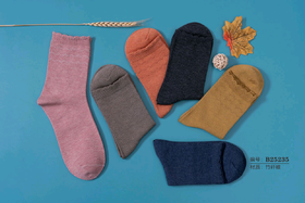 竹纤维日式花边长筒女袜25235