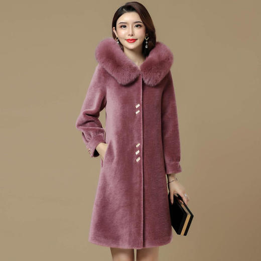 AHM-yq1163新款长袖中款时尚羊剪绒皮毛皮外套 商品图1