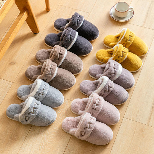 两穿日式秋冬棉拖鞋女室内家居静音毛绒拖鞋 商品图4