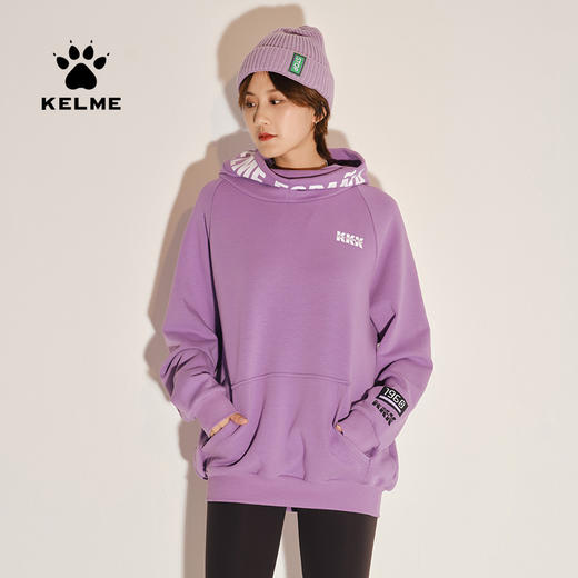 卡尔美 新款秋冬字母高领连帽韩版ins宽松中长款卫衣女 商品图0