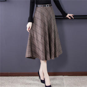 HT-9170秋冬新款高腰格子半身裙