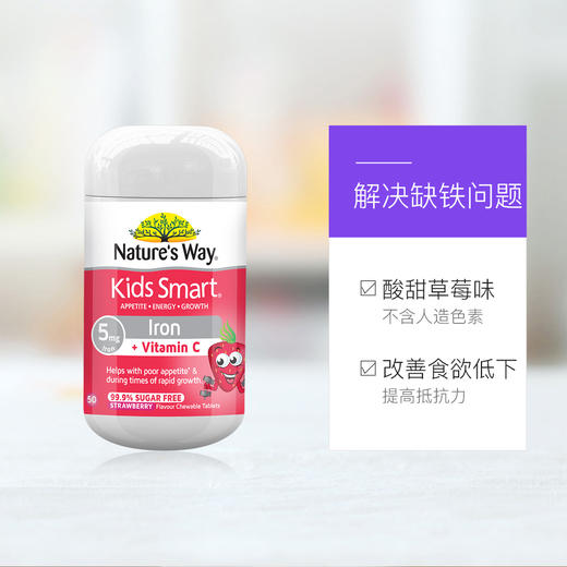 澳洲 Nature's Way佳思敏澳洲儿童钙铁锌补铁咀嚼片 商品图3