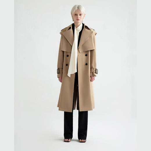 经典大浮水系腰带风衣 商品图0