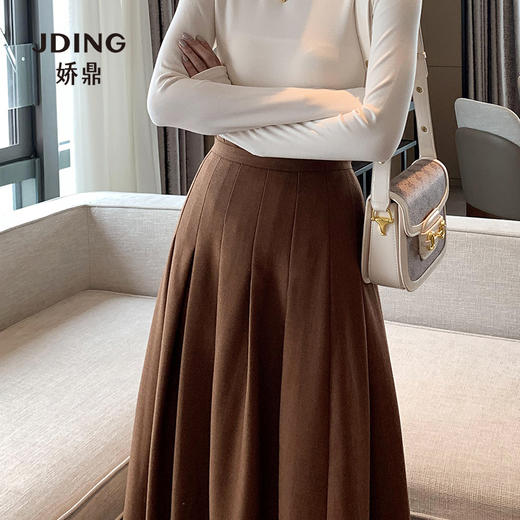 【商场同款】娇鼎半裙  百褶毛呢  中长款焦糖色 CJSDA86 商品图3